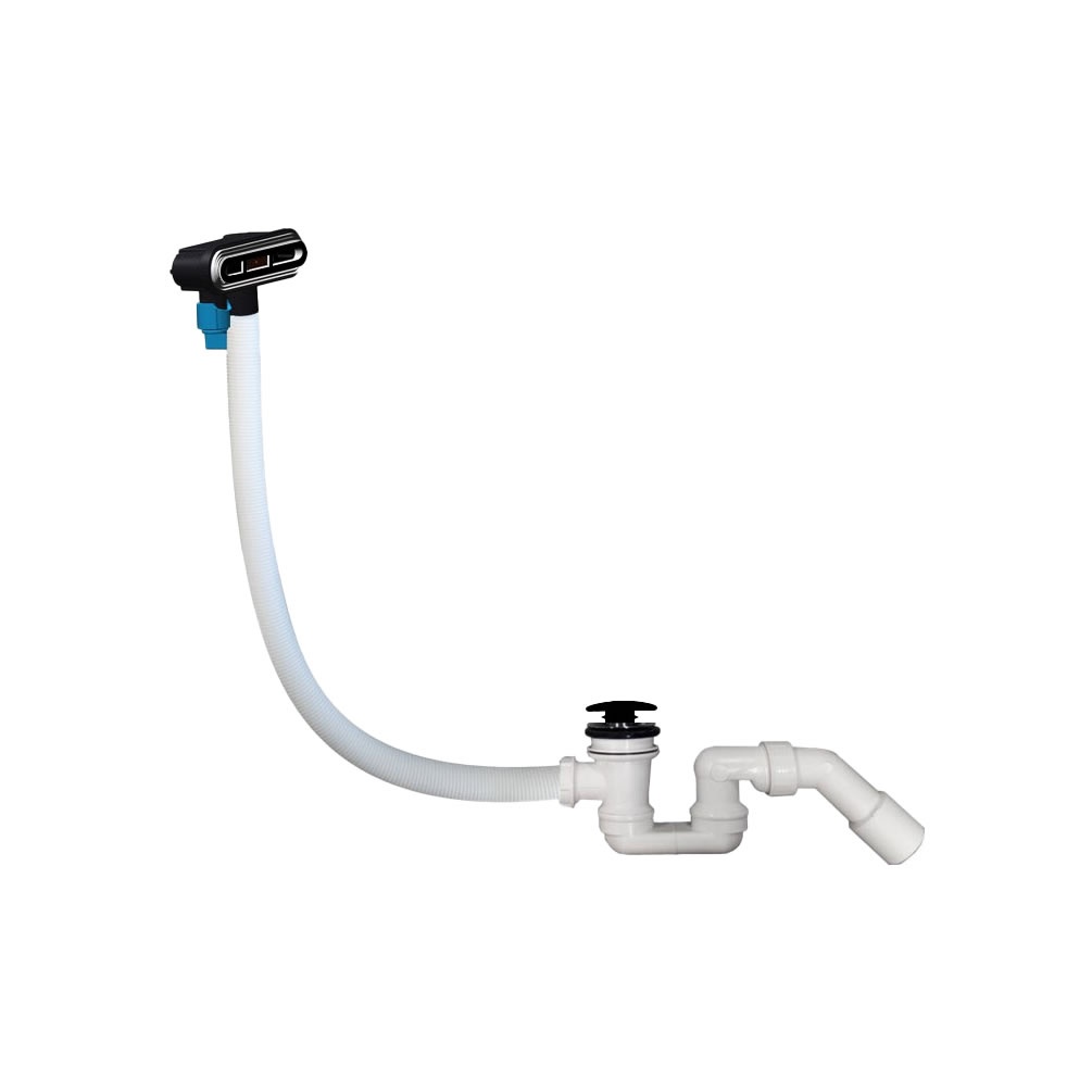 Cutout image of Villeroy & Boch Loop & Friends Matt Black Click-Clack Bath Waste & Overflow